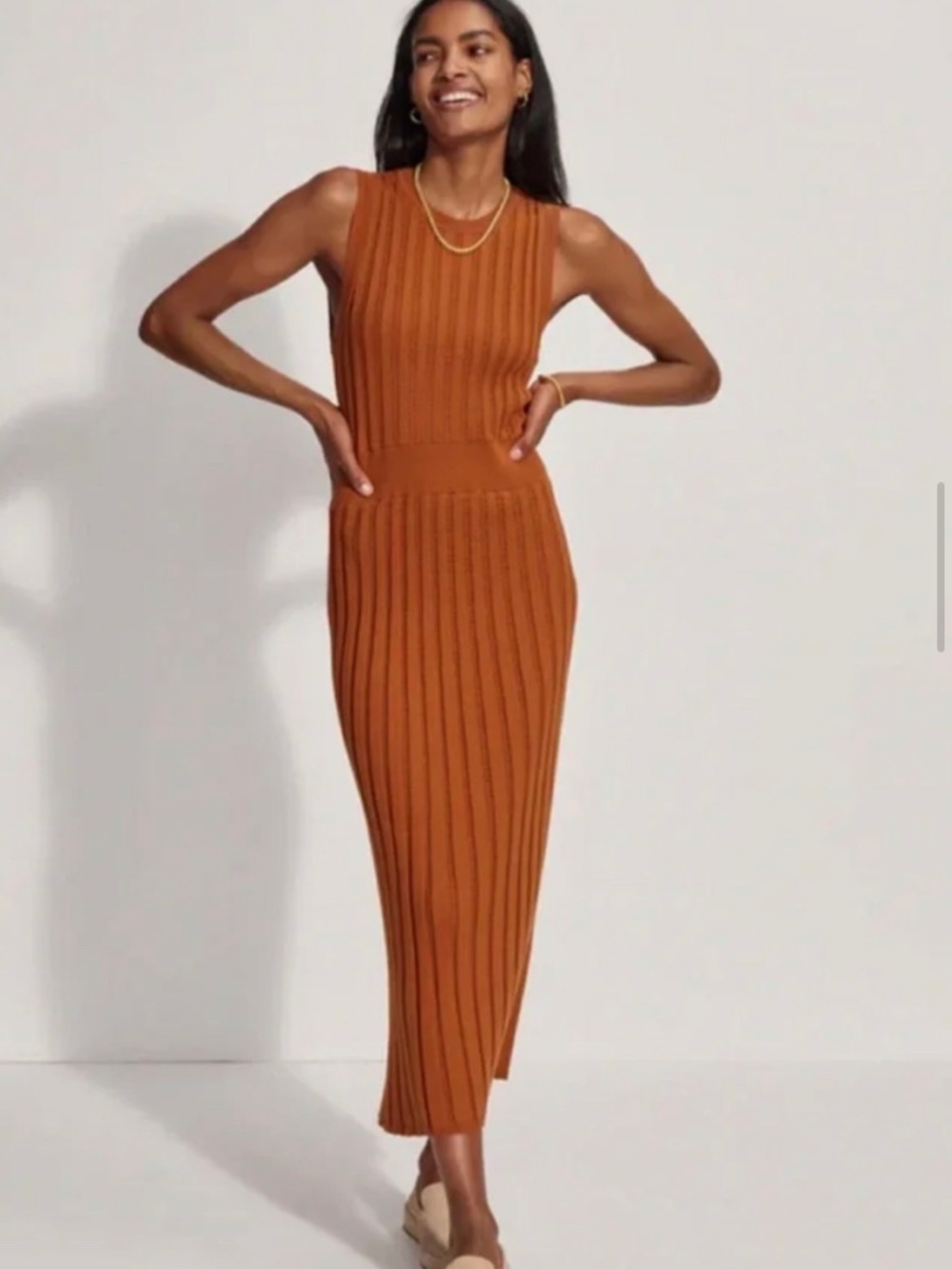 Varley Knit Florian Dress in Cinnamon